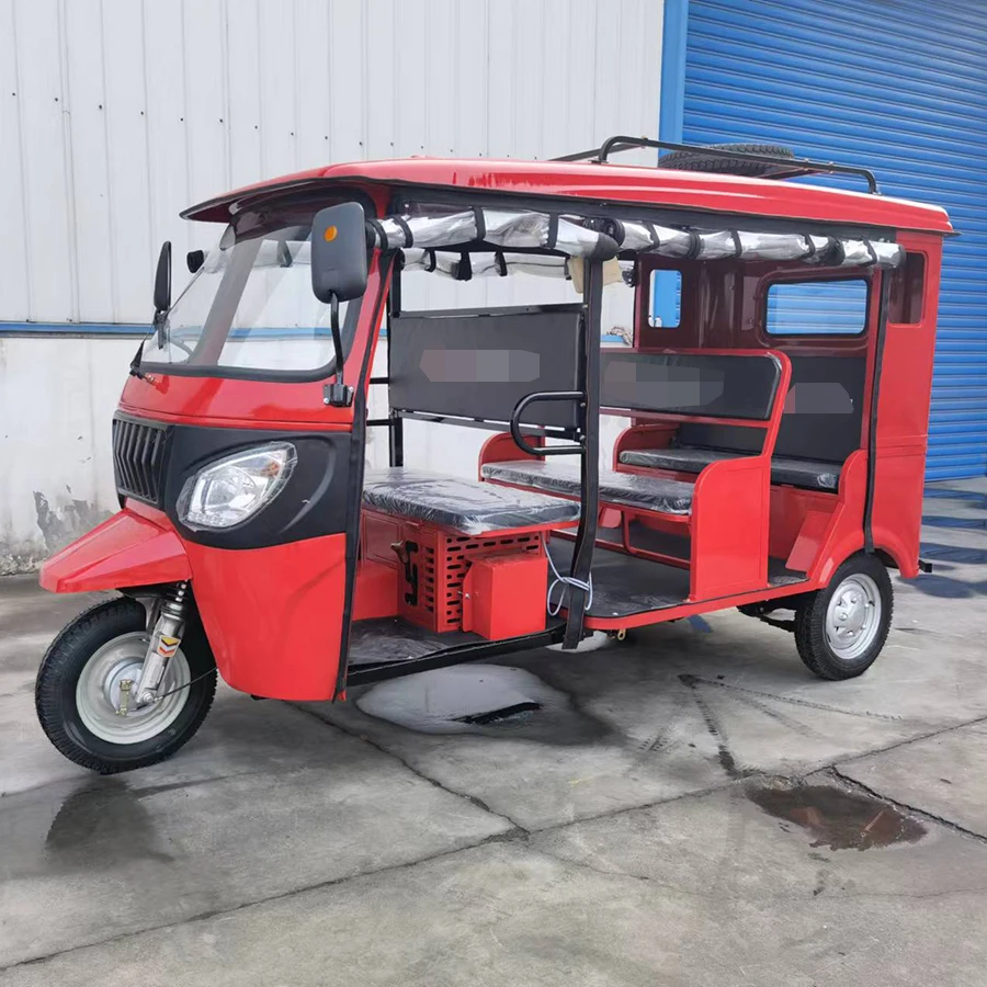 Steel roof Three Wheels Motorcycle 6-8 Seats Passenger Tricycle Auto Rickshaw