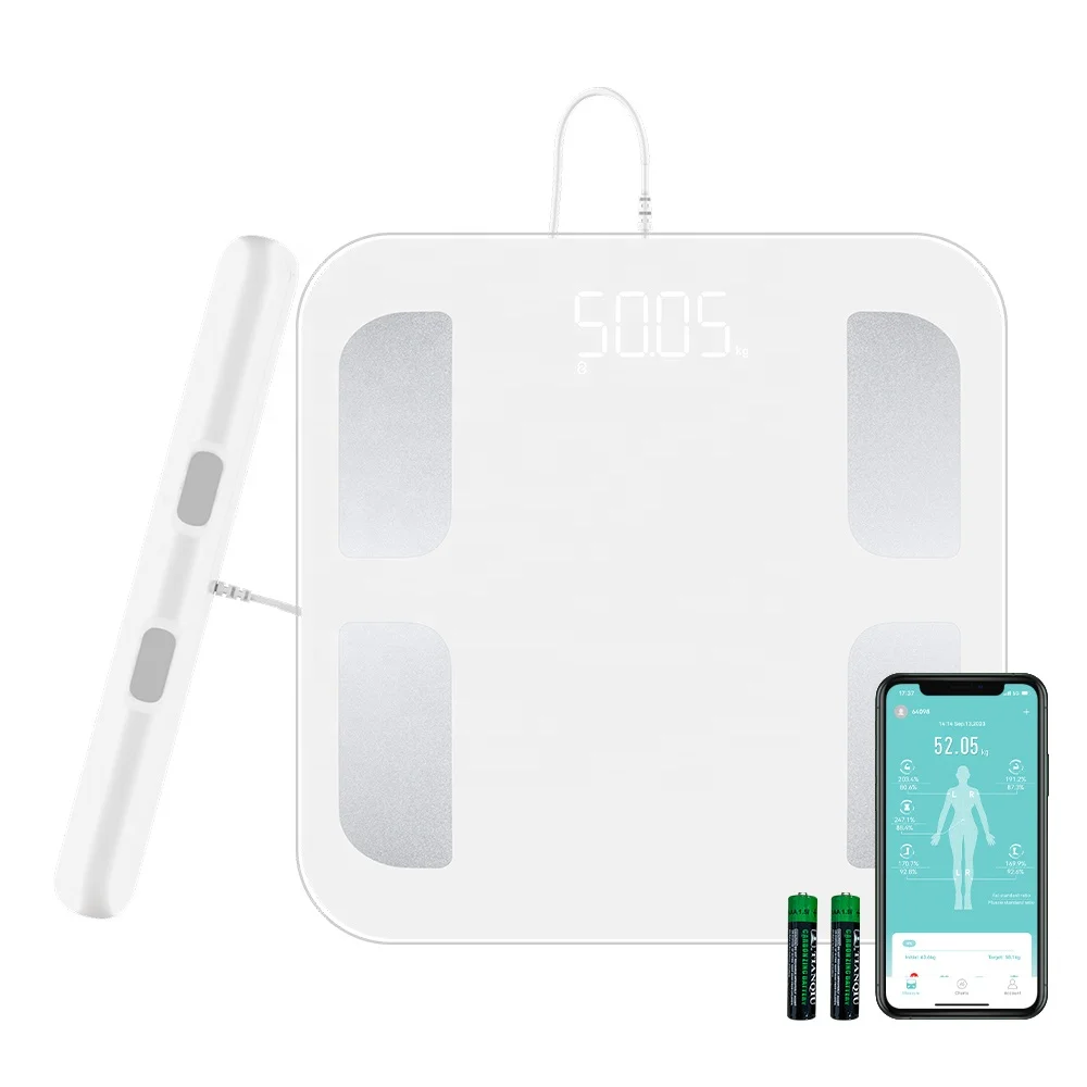 8 Electrode Body Fat Smart Scale Tempered Glass Weighing Scales Digital Fitness Body Composition Analyzer Measuring Balance