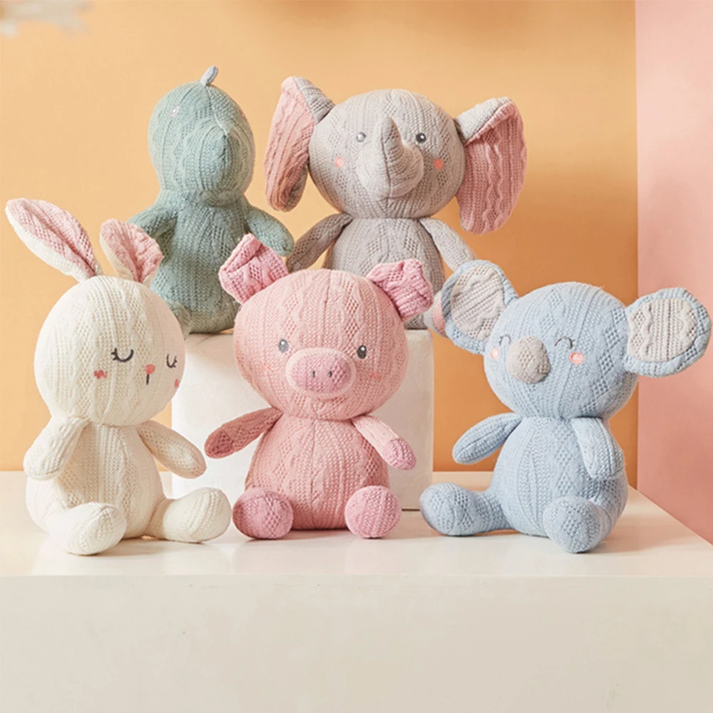 Newborn Baby Comforter Amigurumi, Crochet Toys Handmade Cute Stuffed Bunny Pig Elephant Koala Dinosaur Crocheted Toys/