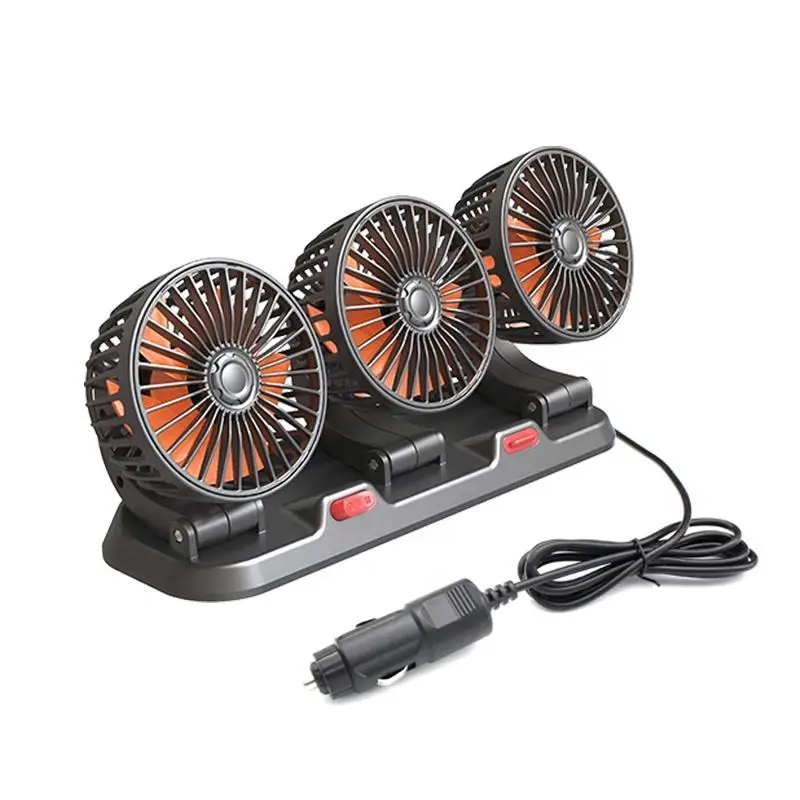 12V Degree Rotation Center Console Dashboard RV Boat Cabin Caravan Van Cooling Triple USB Three 3 Heads Truck Car Fan