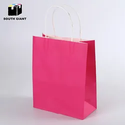 Customize Your Own Logo Various Color Kraft Paper Shopping Bags with Handles for Food Takeaway