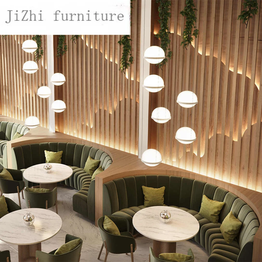 cafe fast food booth seating half round circle dining restaurant sofa table and chairs