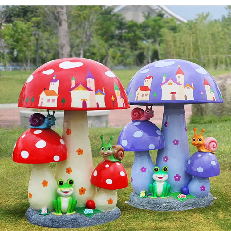 Outdoor garden simulation plant mushroom FRP resin sculpture