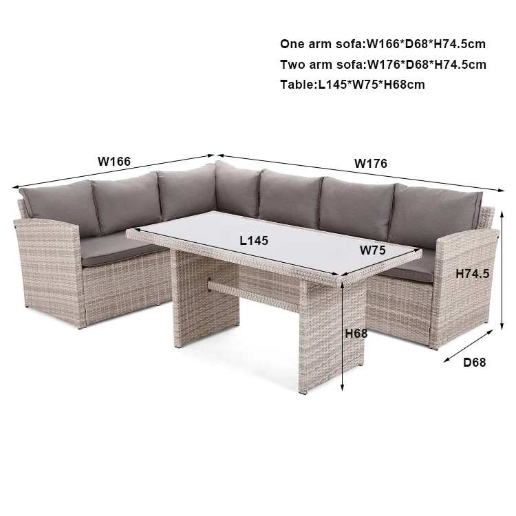 Modern High Quality Outdoor Furniture Set Dining Set Rattan Corner Sofa