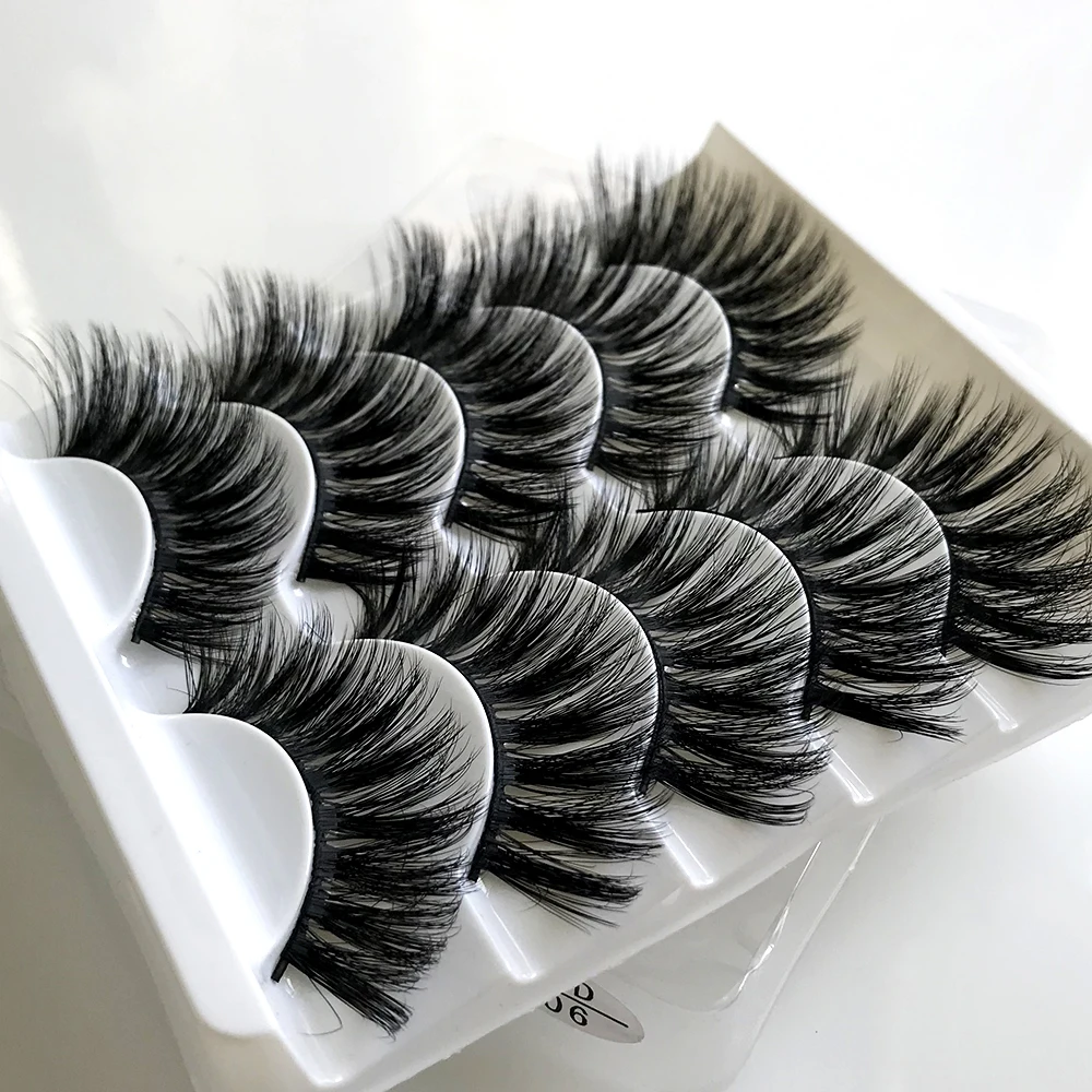 Low price wholesale eyelashes kit 100% hand made synthetic 5 pairs faux mink lashes