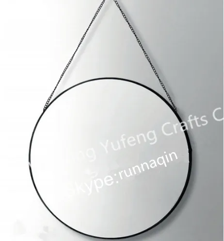 Round sailor wall mirror with metal frame 50x50cm 60x60cm with metal chain  in black color home decor mirror