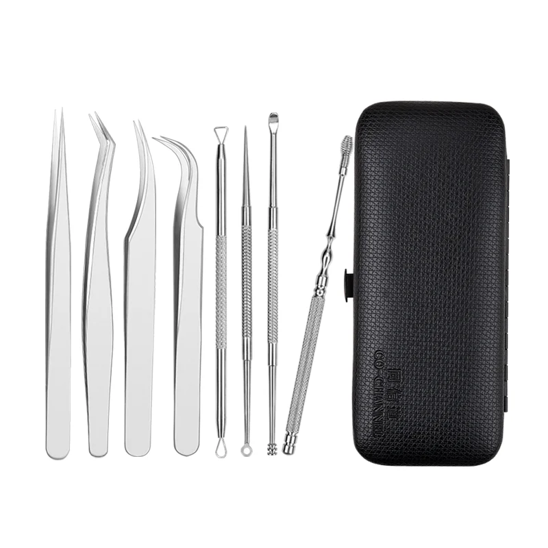 Best-selling high quality eyelash tweezers 8 pieces set eyelash curler
