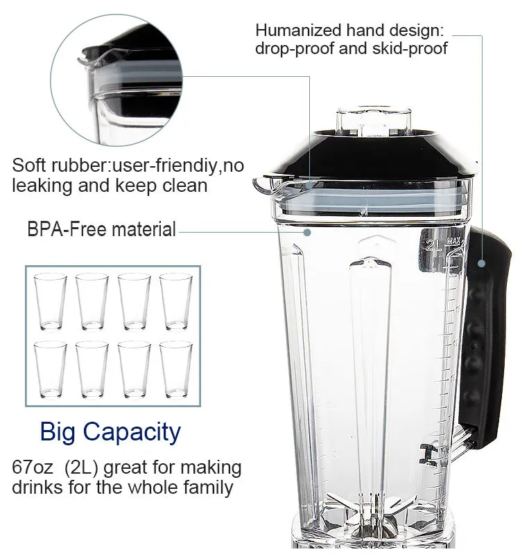 Multifunction Countertop Blender High Speed Breaking Ice Commercial Fruit Blender Electric Mixer
