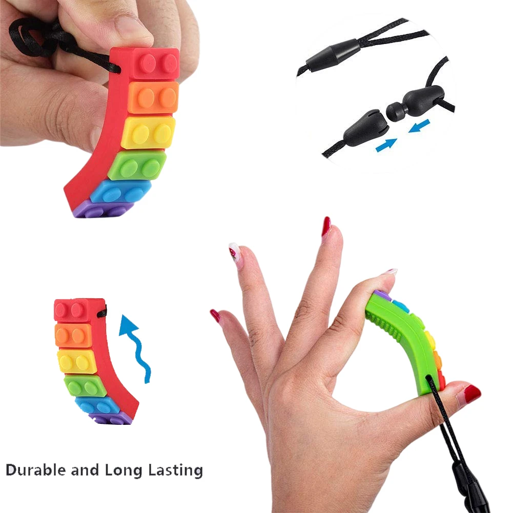 XFM Silicone Autism Building Block Teether Sensory Chew Toys for Autism Biting Needs Sensory Necklace_8