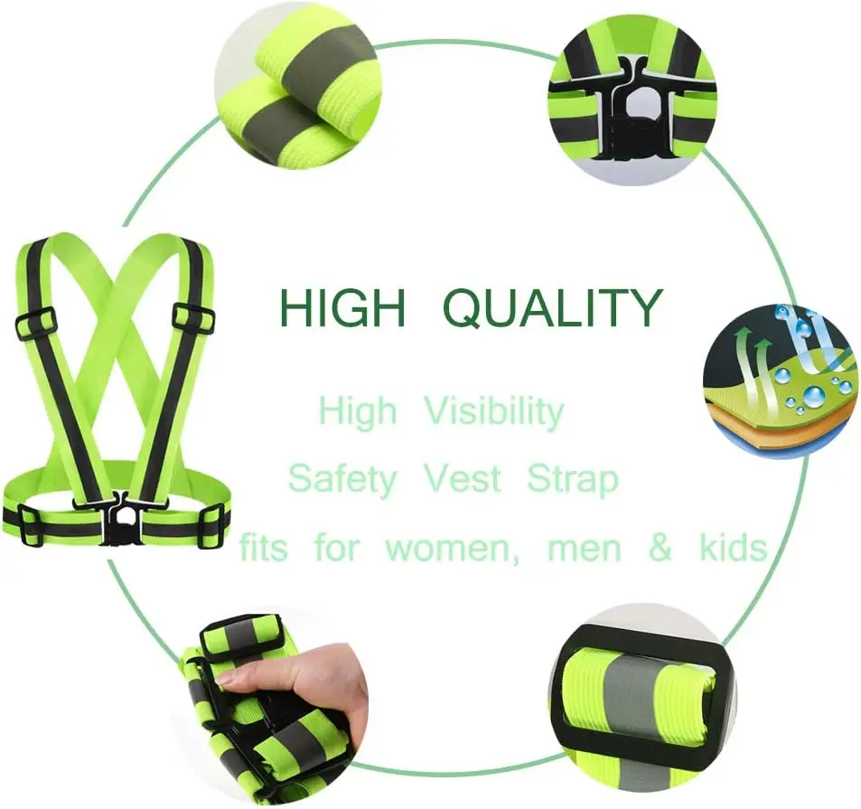 Custom Fluorescent Reflective Elastic Strap Safety Vest Belt With Logo Cheap Reflective Work Strap For Running and Cycling