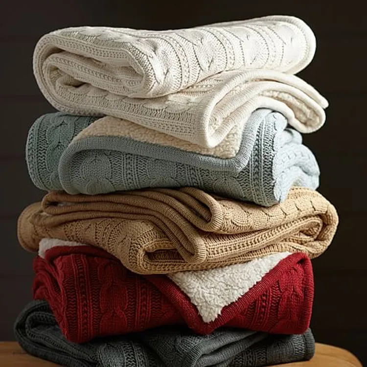 Infant Plush Fleece Knit Swaddles Wrap Handmade Chunky Knitted Blanket