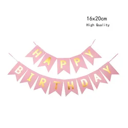 16x20cm Happy Birthday Banner Party Decorations Black Happy Birthday Bunting Banner with Shiny Gold Letters Party Supplies