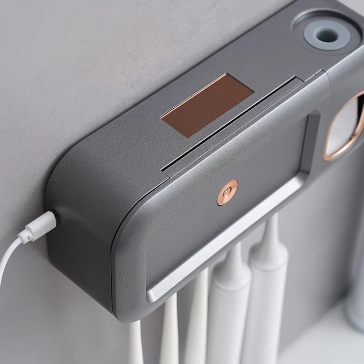 Wall Mounted Tooth Brush Sterilizer Cleaner Sterilization And Solar Charging Rechargeable Cordless Bathroom Toothbrush Holder