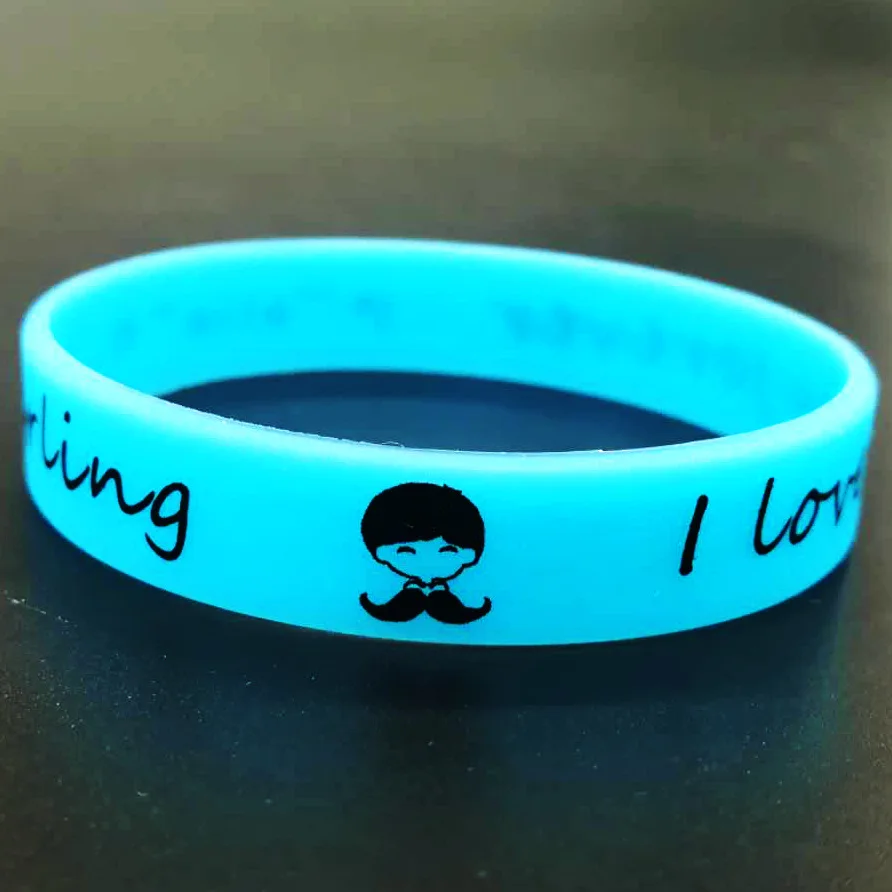 Luminous rubber wristband custom silicone wrist band fluorescent rubber hand custom silicone bracelet glowing in the dark