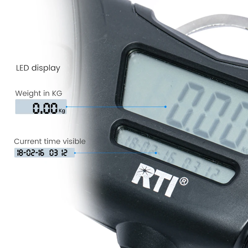 Multi-Mode Pound/Ounces & Kilograms Water Resistant 110LB 50KG Digital Fishing Scale with Foldable T Bar Handle