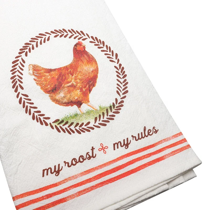 New Design high quality kitchen towel set cotton fabric printed checked tea towel