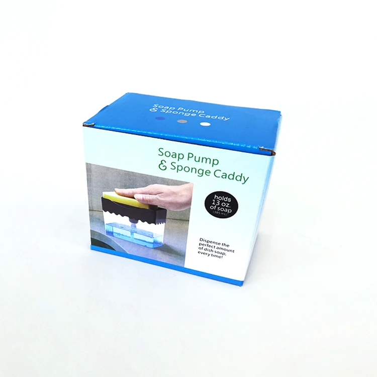 
Christmas Gift Factory Wholesale Creative Kitchen 2-in-1 Manual Press Liquid Soap Dispenser With Sponge 