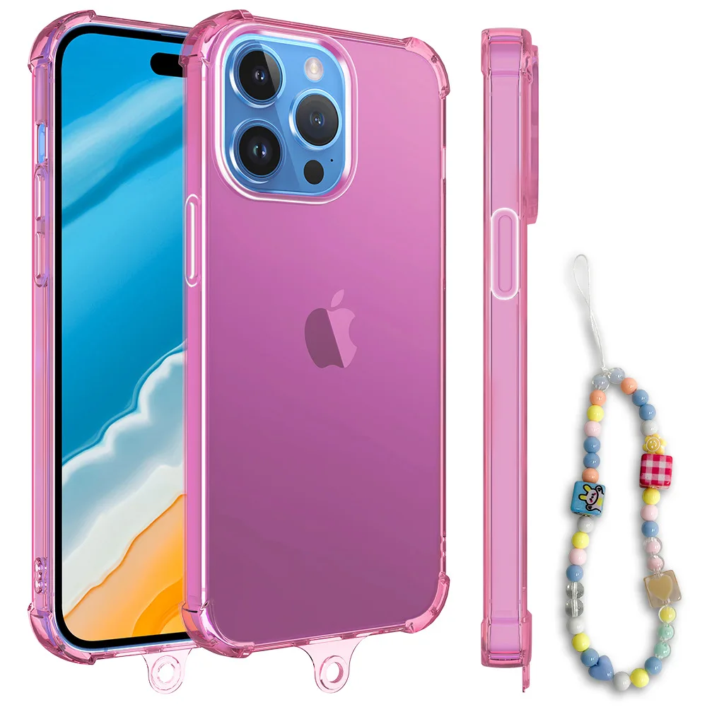New fashion transparent silicone phone case with wristband strap cover for iphone 15 pro max 11 12 13 14 pro x xr xs 7 8