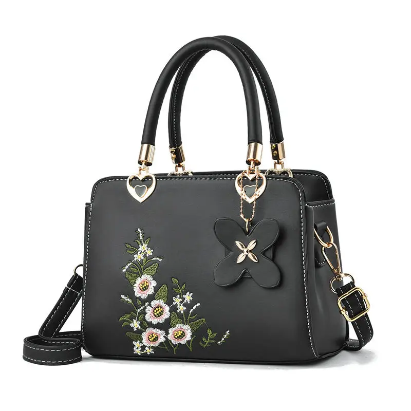 OEM Manufacturer Ins Style PU Leather Women Messager Bag Mini Purse Embroidery Patter Shoulder Cross-body Bag Women Handbag