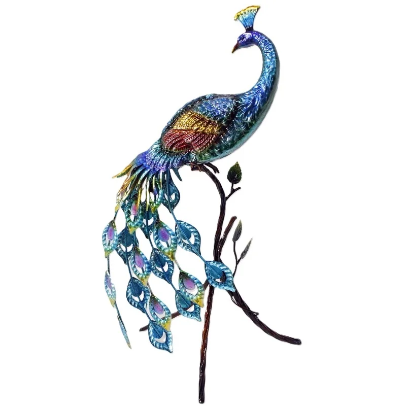 hand painting outdoor statue lawn decor iron metal garden Peacock Bird