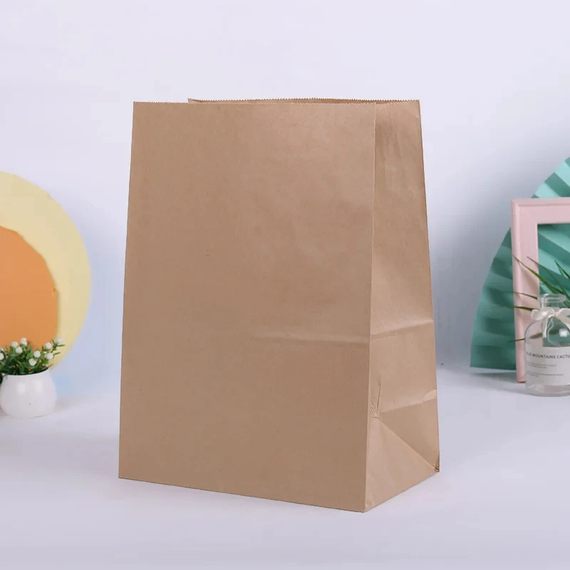 KM Ecofriendly Food Delivery 80gsm 100gsm Brown Kraft Paper Bags for Foods Grocery Packing of Gift