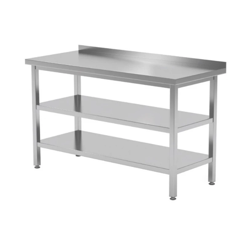 Commercial Round Leg Kitchen Table Stainless Steel Work Bench Table For Hotel And Restaurant Bakery Tables