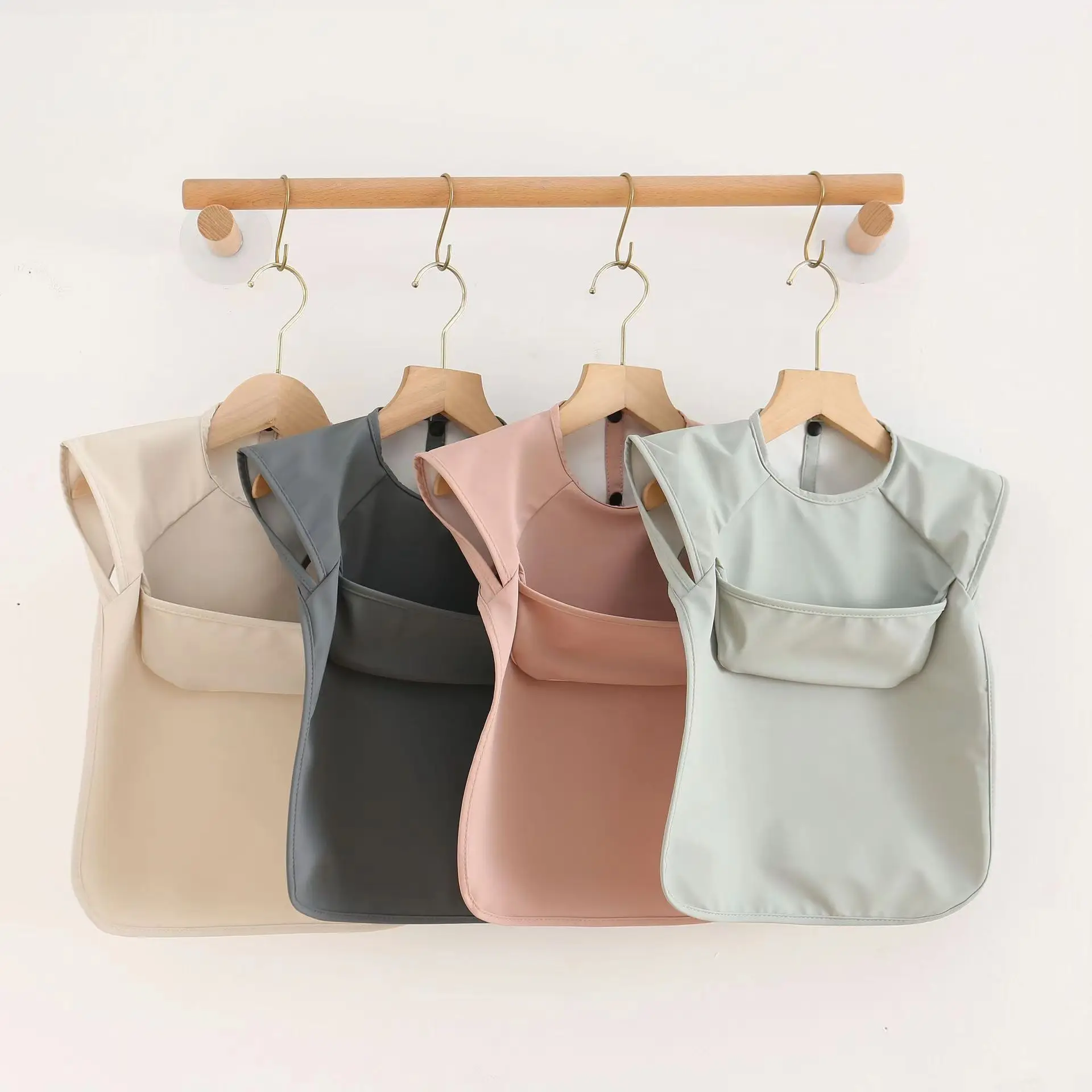 PU Smock Waterproof Dirtproof Baby Eating Bib Sleeveless Baby Apron Bib