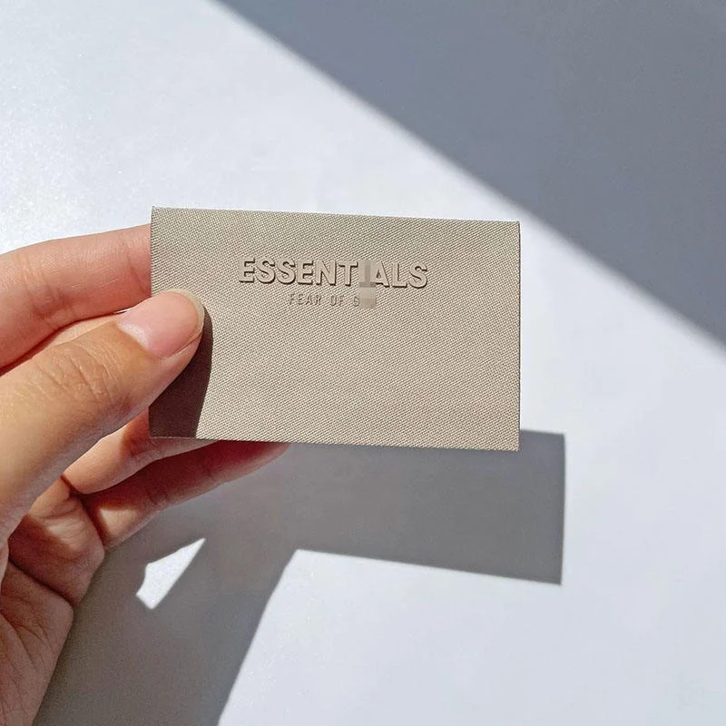 custom neck labels Logo 3d Embossed Silicone Logo Clothing Woven Labels Luxury Straight Cut Cloth Fabric Neck Label