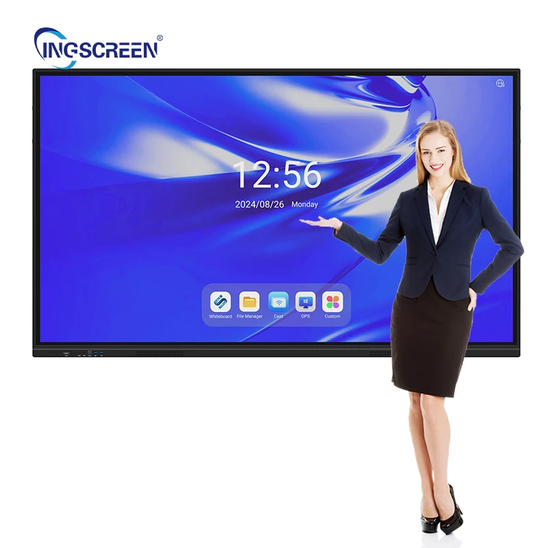 INGSCREEN 85inch 12series Smooth Writing Wireless screen sharing 4k 120hz Android 14 touch board school interactive flat panel