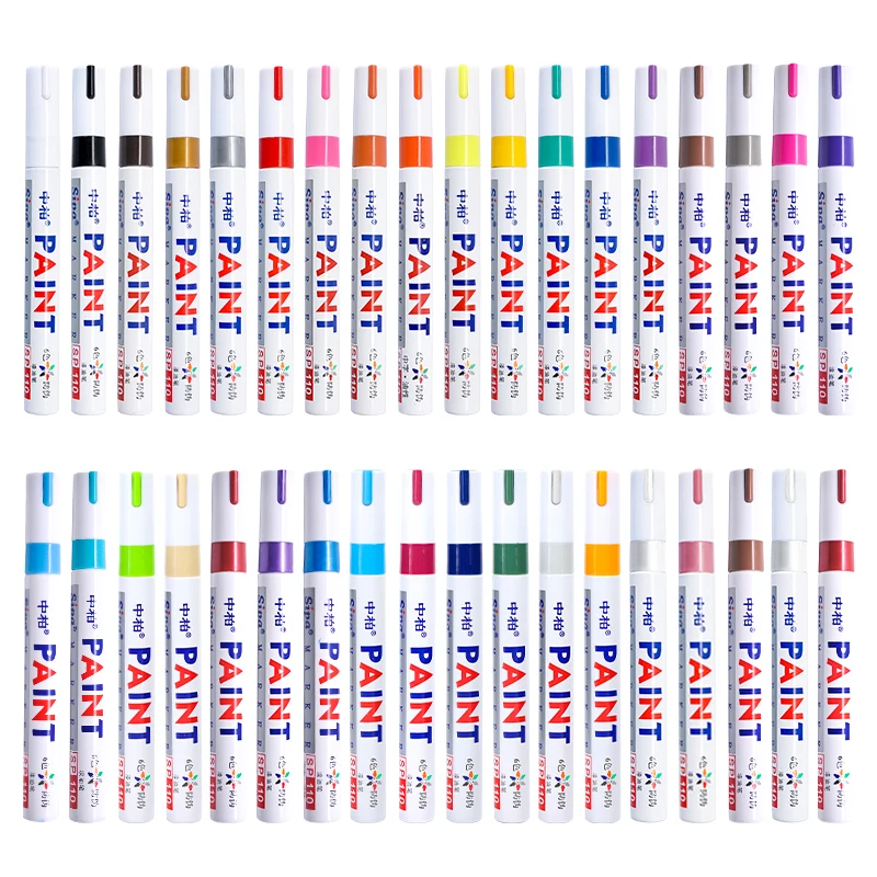 SIPA SP110 36 Colors Permanent Oil Based Paint Markers Medium Tip Quick Dry and Waterproof Paint Marker Pens