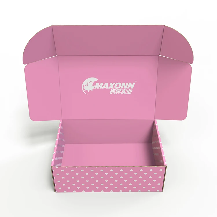 
Wholesale corrugated luxury paper pink cosmetics skin sare gift shipping mailer box custom logo for packing 