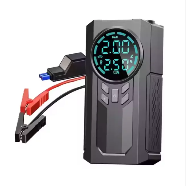 Multifunctional 4-in-1 Jump Starter with Inflator and Power Bank LED Light Jump Starter with Inflator Car Booster with Digital