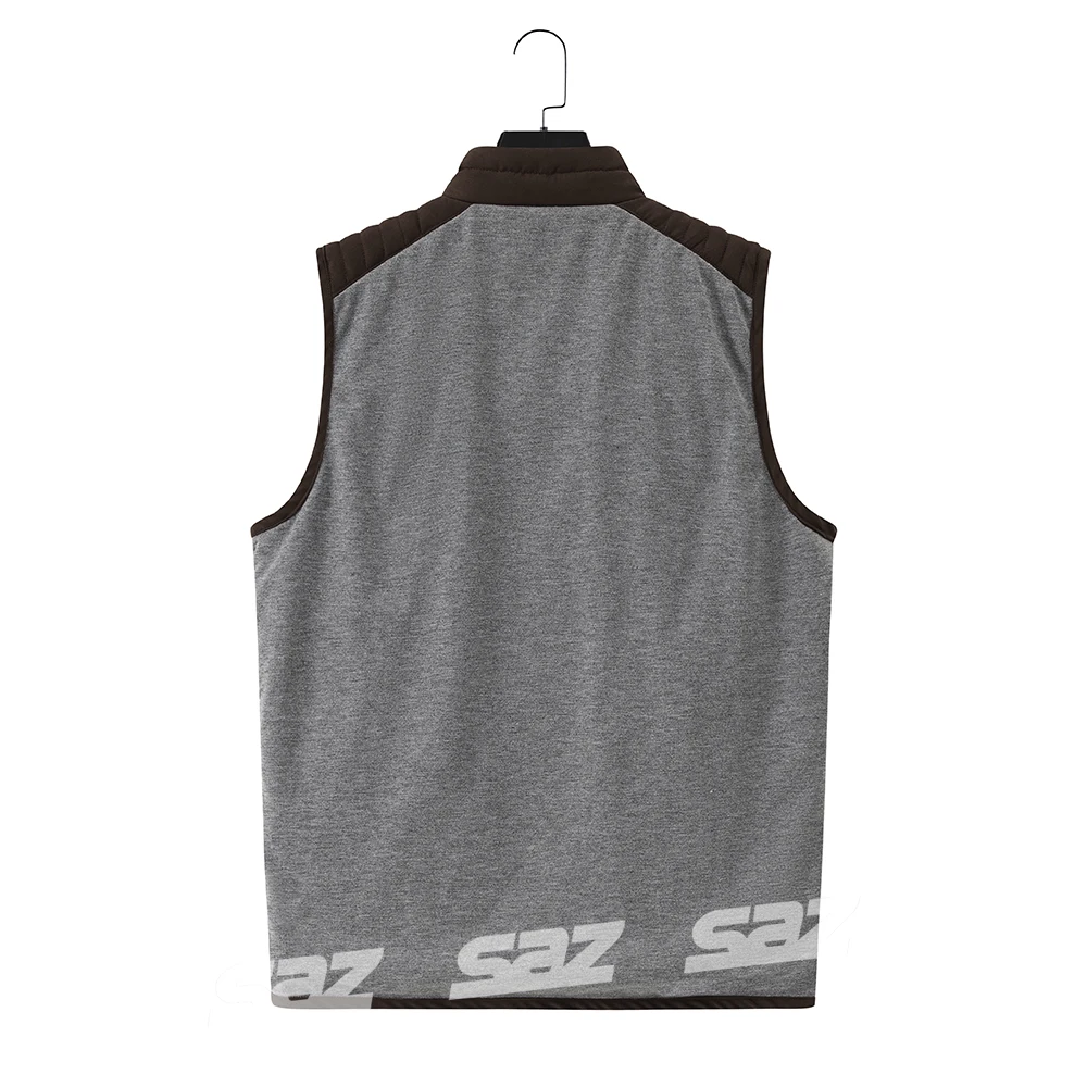 Winter Custom Solid Color Windproof Outdoor Flocking Stand Collar Cotton Vest For Men