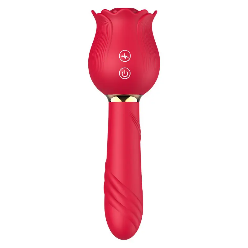 hot sale G spot 2 IN 1 rose vibrator for Female pussy stimulator clitoris tongue sucking vibrator AV Wand massager