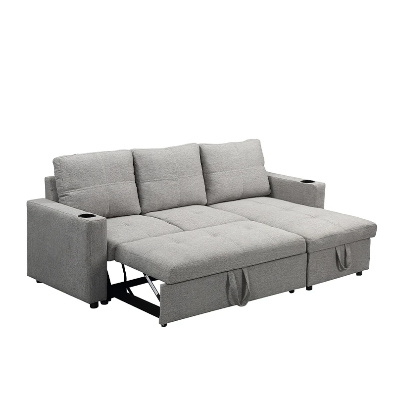 Modern style living Room L Shape Corner sofa set pull out Fabric Folding Sofa bed room furniture