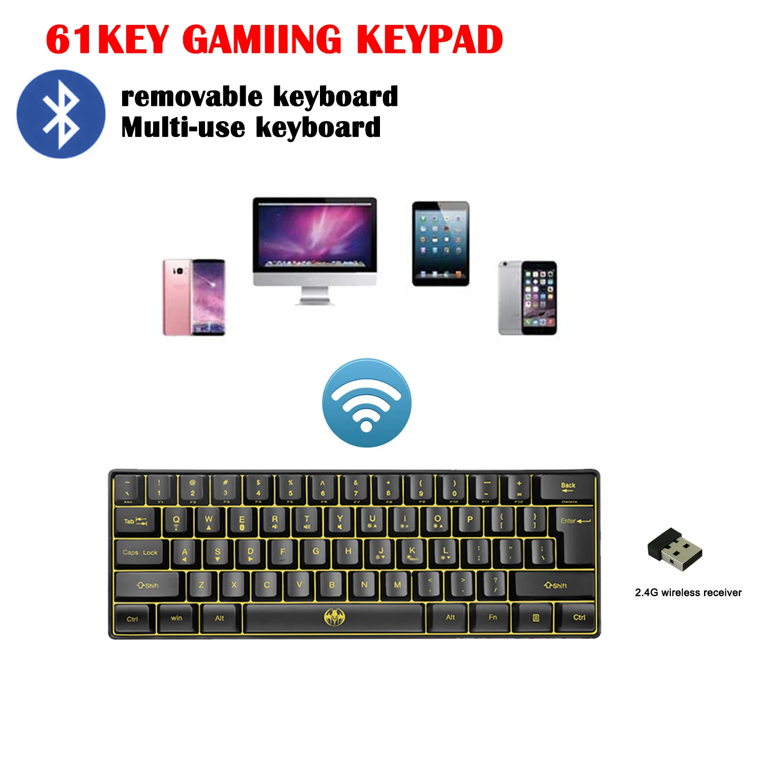 Factory Direct 61 Keys Keyboards Wireless Blue tooth Dual mode Colored RGB Computer Gaming