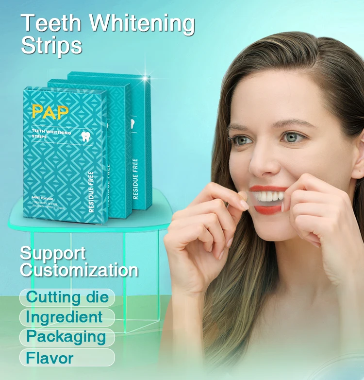 15 min Mild but Effective teeth whitening strips wipes OEM packaging 2025 oem new pap Residue Free tooth whitening strip