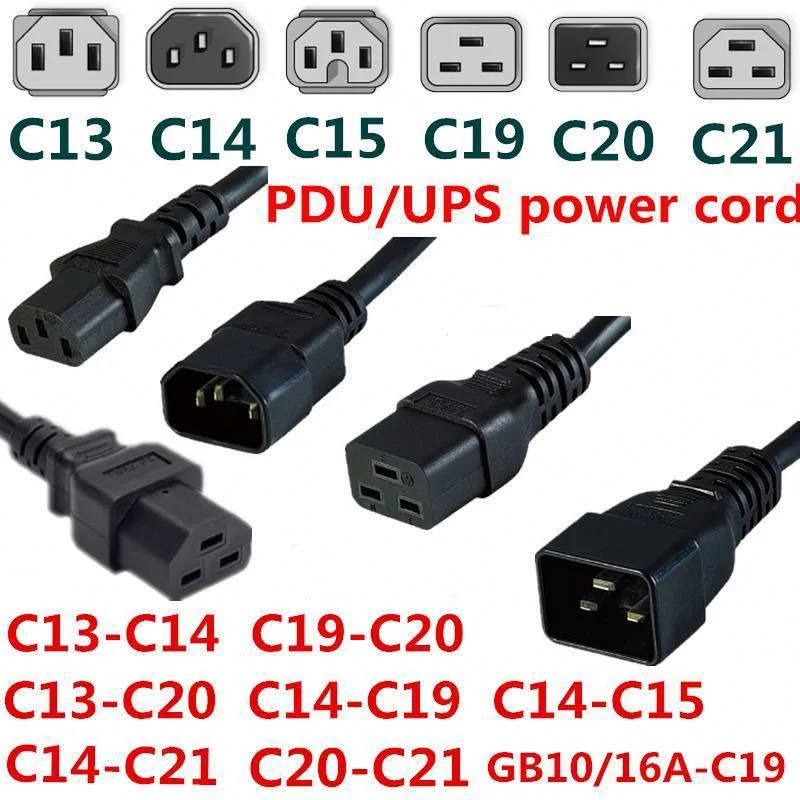 Customized length plug  UE&VDE UPS PDU power extension cord cable  3 pin 14WAG 10A 250V Male to female C13 C14 C15 C19 C20