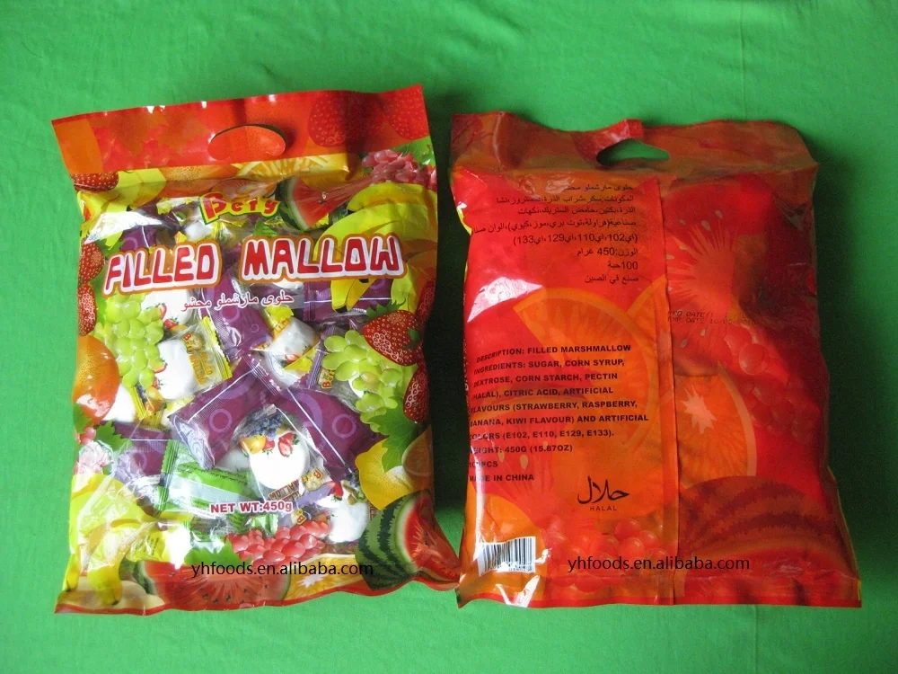 HALAL fruit Jam filled marshmallow cotton sweet candy