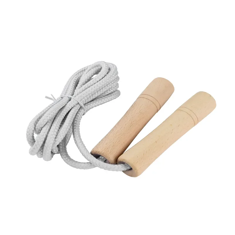 Wood Jumping Rope Skipping Gym Fitness Equipment Indoor Kids Jump With Wooden Handle