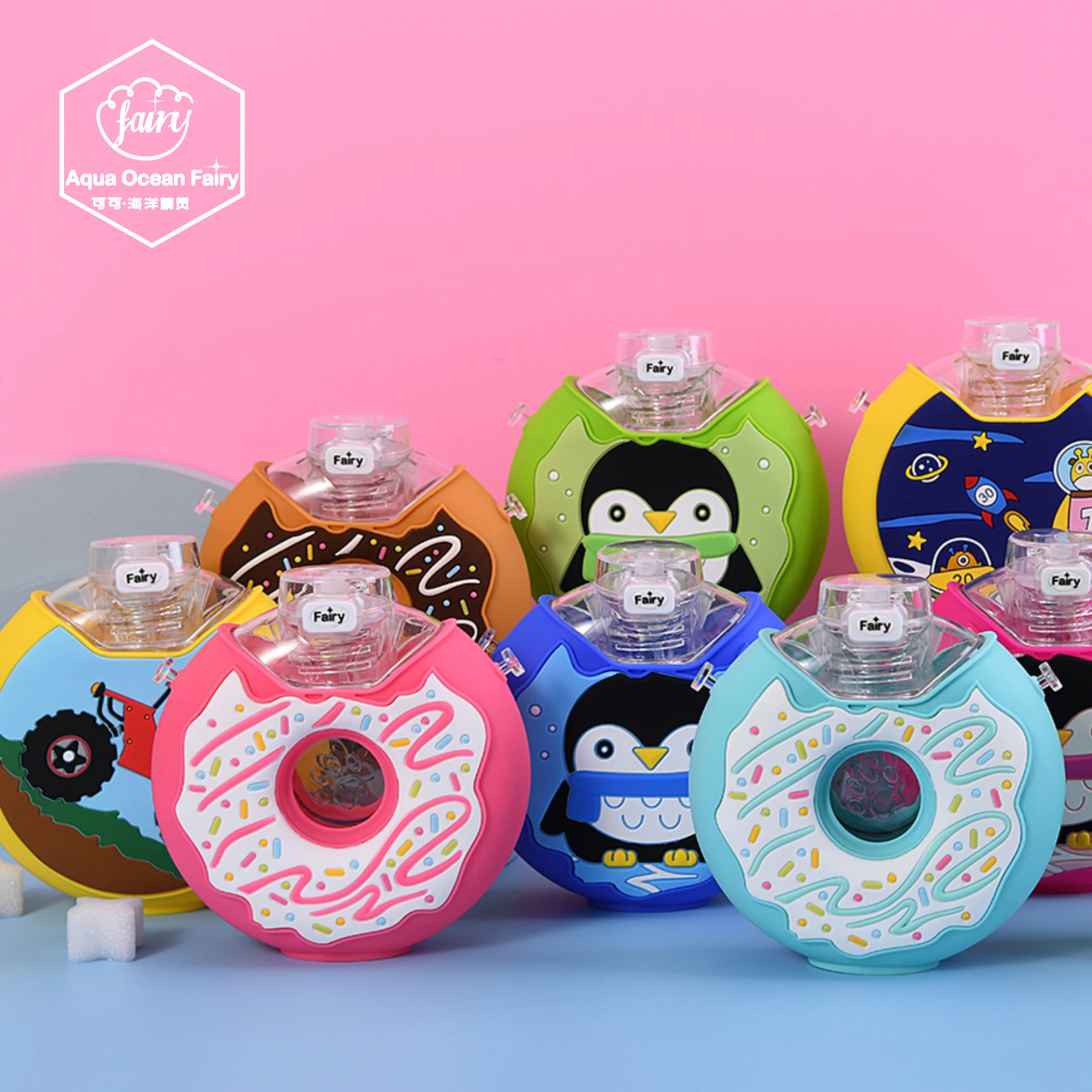 Summer Donuts Shaped Donut Shaped Water Bottle Fancy Plastic Water Bottles For Kids Children