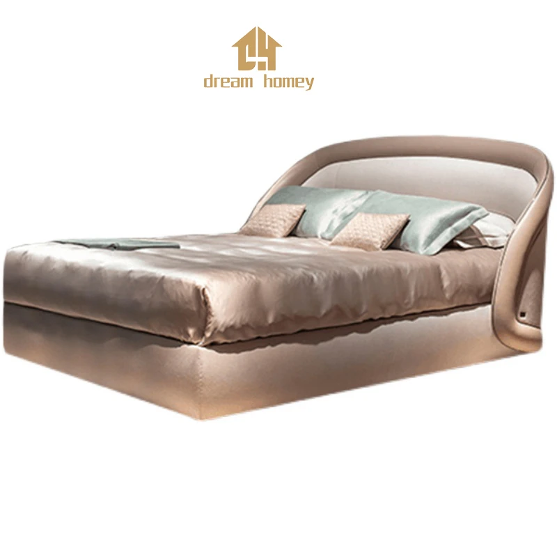 high end  bedroom double bed  Luxury bedroom furniture soft round headboard  double bed