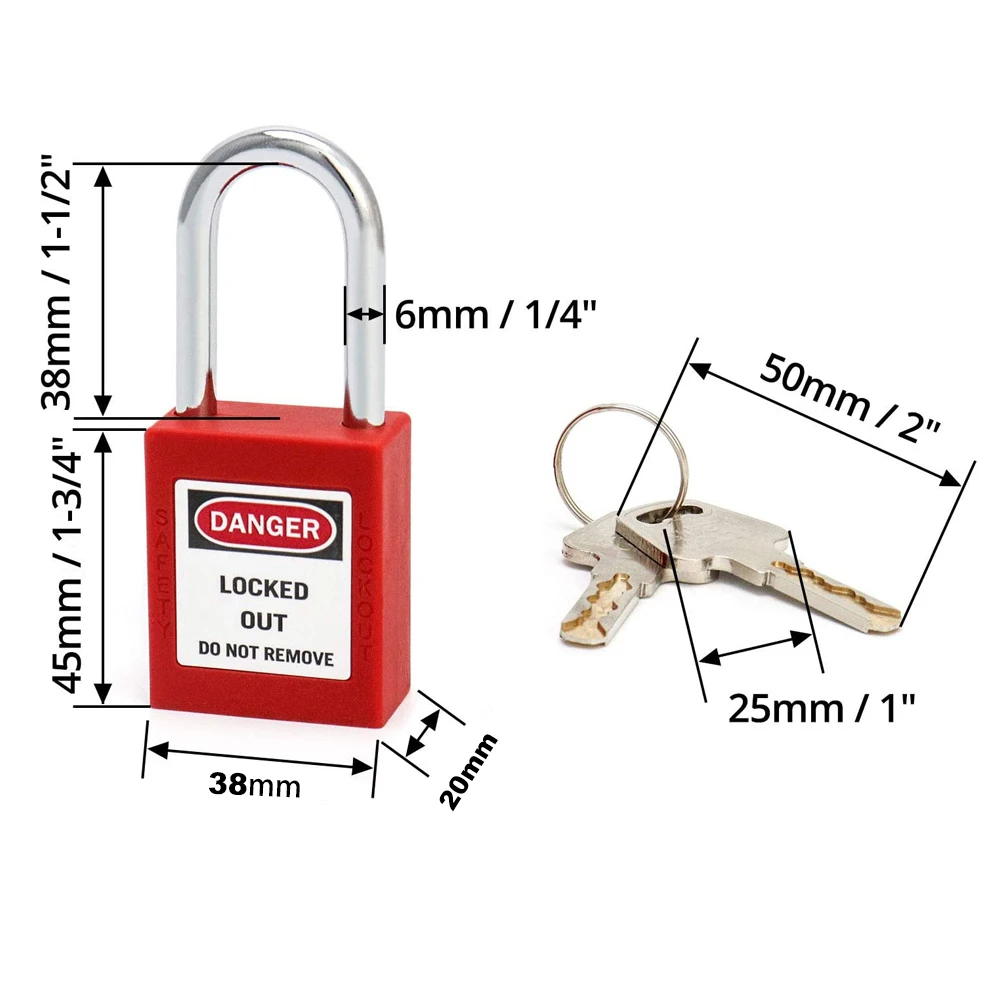 38mm Steel Shackle Industrial Lockout-Tagout Insulated Loto Safety Lockout Padlock With Master Keyed