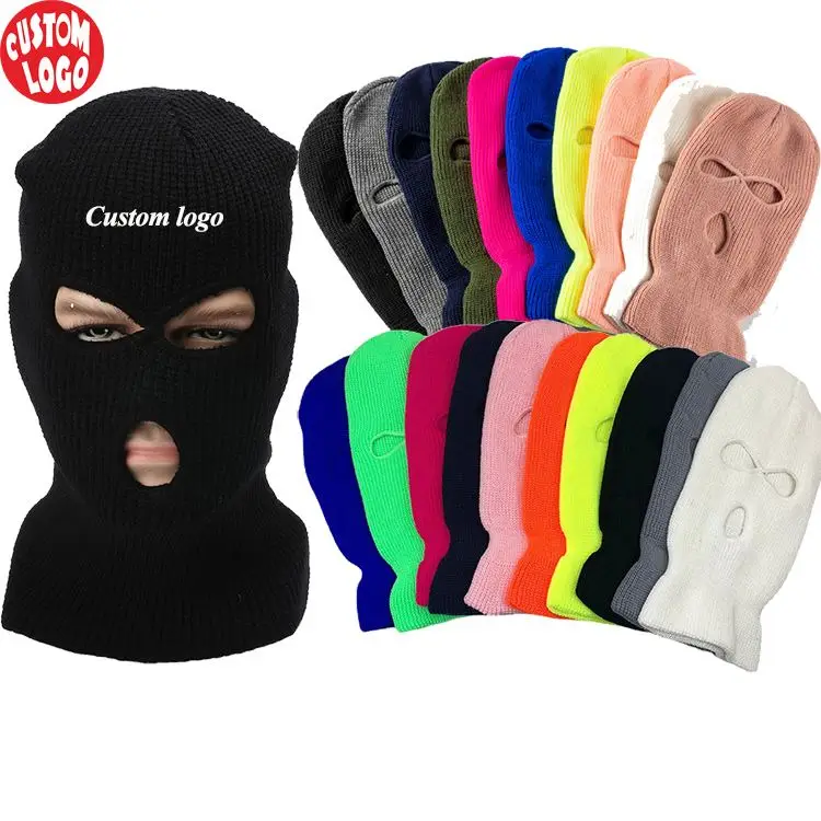 Высококачественная Лыжная маска с логотипом на заказ 3 отверстиями зимняя теплая неоновая Балаклава лыжная