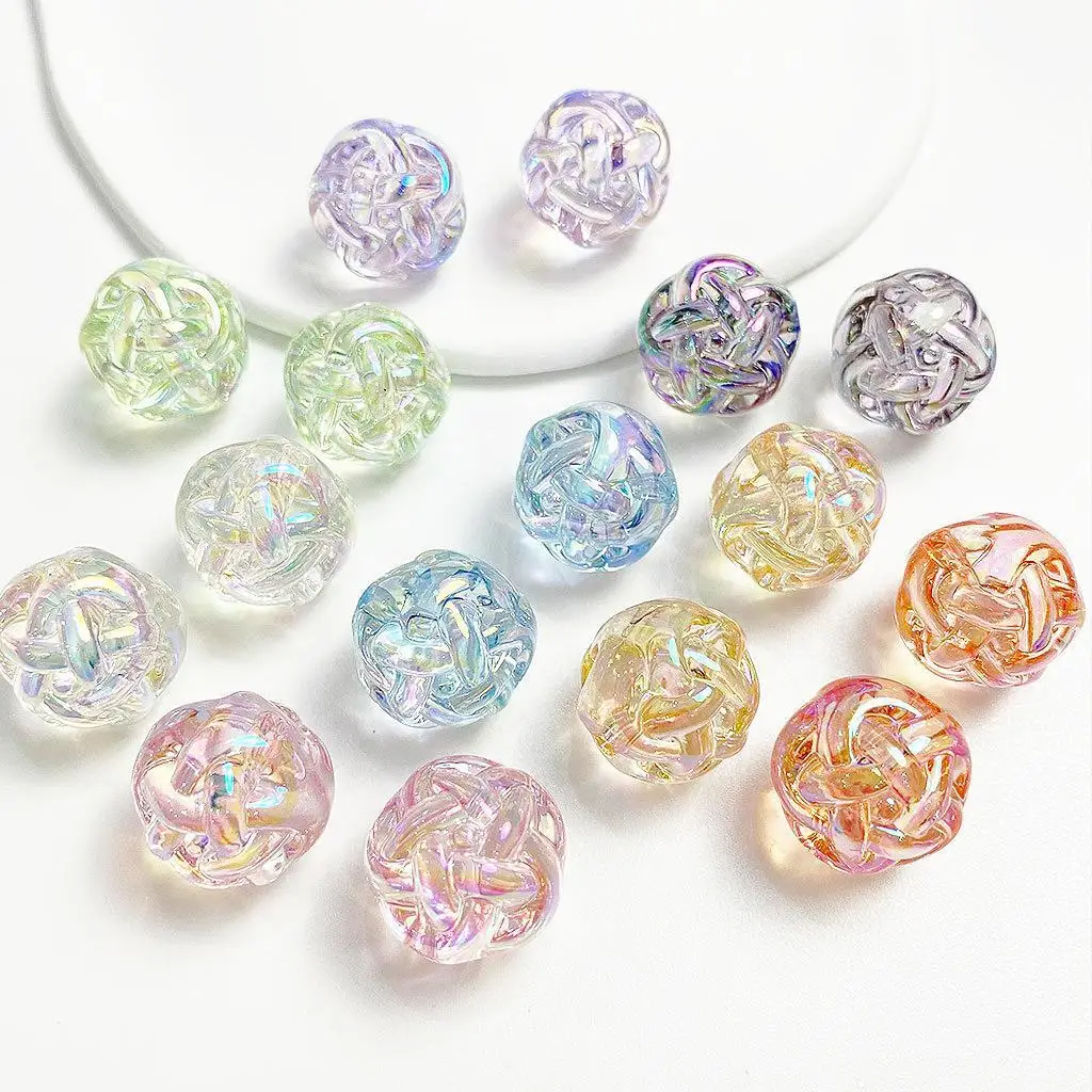 Factory Direct Transparent Colorful UV Wool Ball Loose Beads Cell Phone Chain Jewelry Acrylic Round Beads