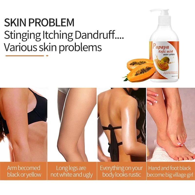 Lighting Vitamin E Kojic Acid Papaya Body Whitening Lotion Moisturizing Papaya Lotion For Black Skin