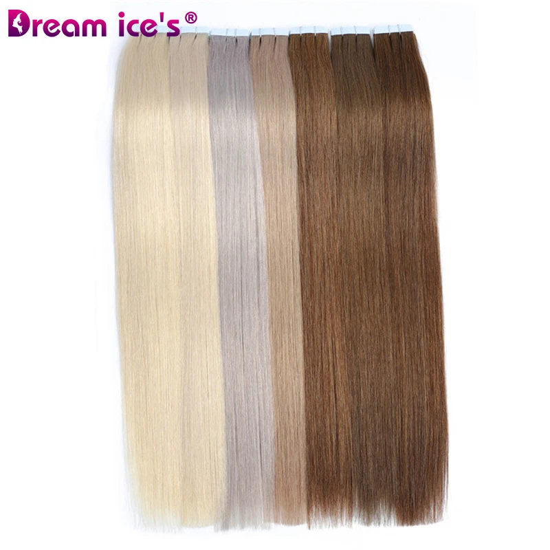 Tape In Human Hair Straight Extensions Color 1B 100% Remy Skin Weft Adhesive Glue On For Salon High Quality for Woman 10-28 Inch