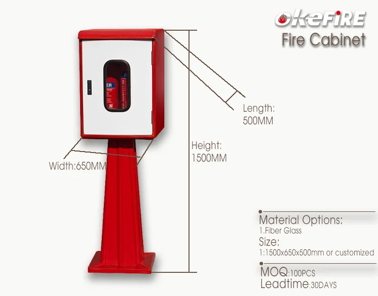 Okefire High Quality Extinguisher Hose Reel Fiberglass Fire Cabinet