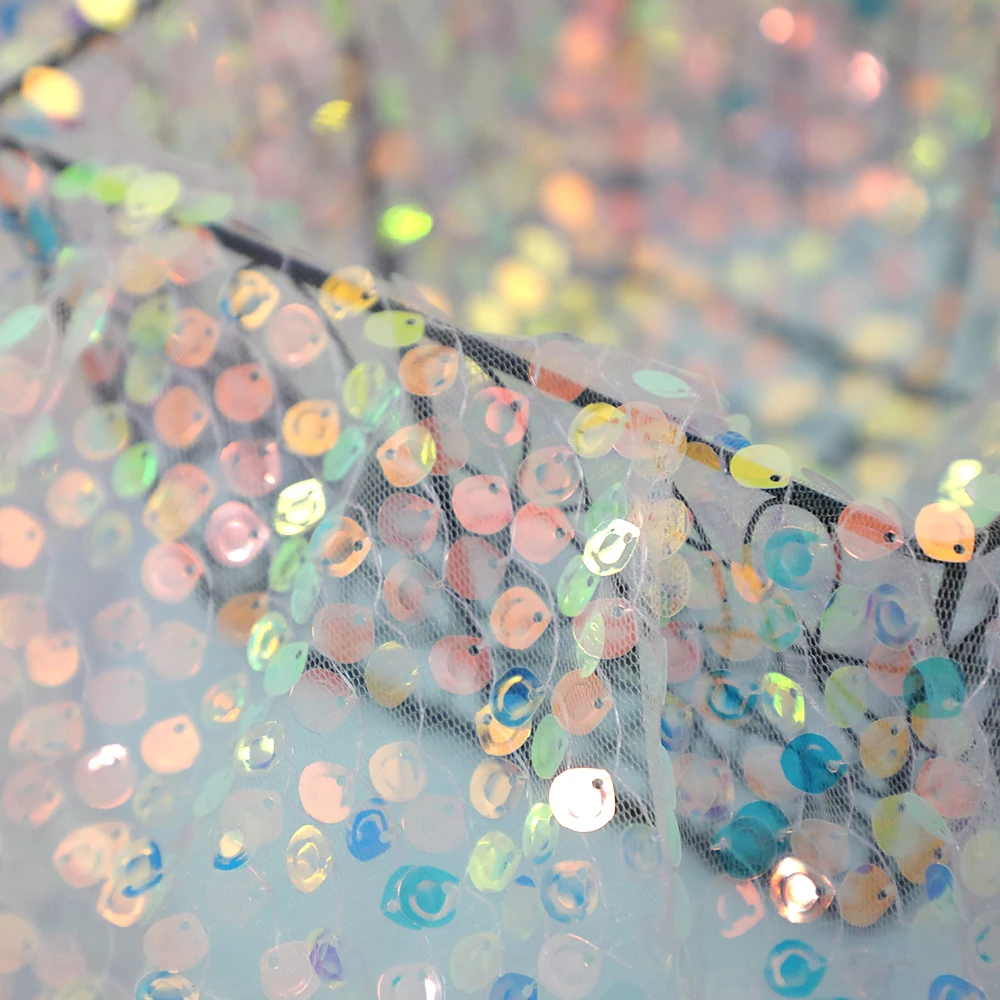 US Shiny New Mesh Sequins Shiny Fabrics For Costume Stage Dance wear Jazz Dress Evening Party Dress