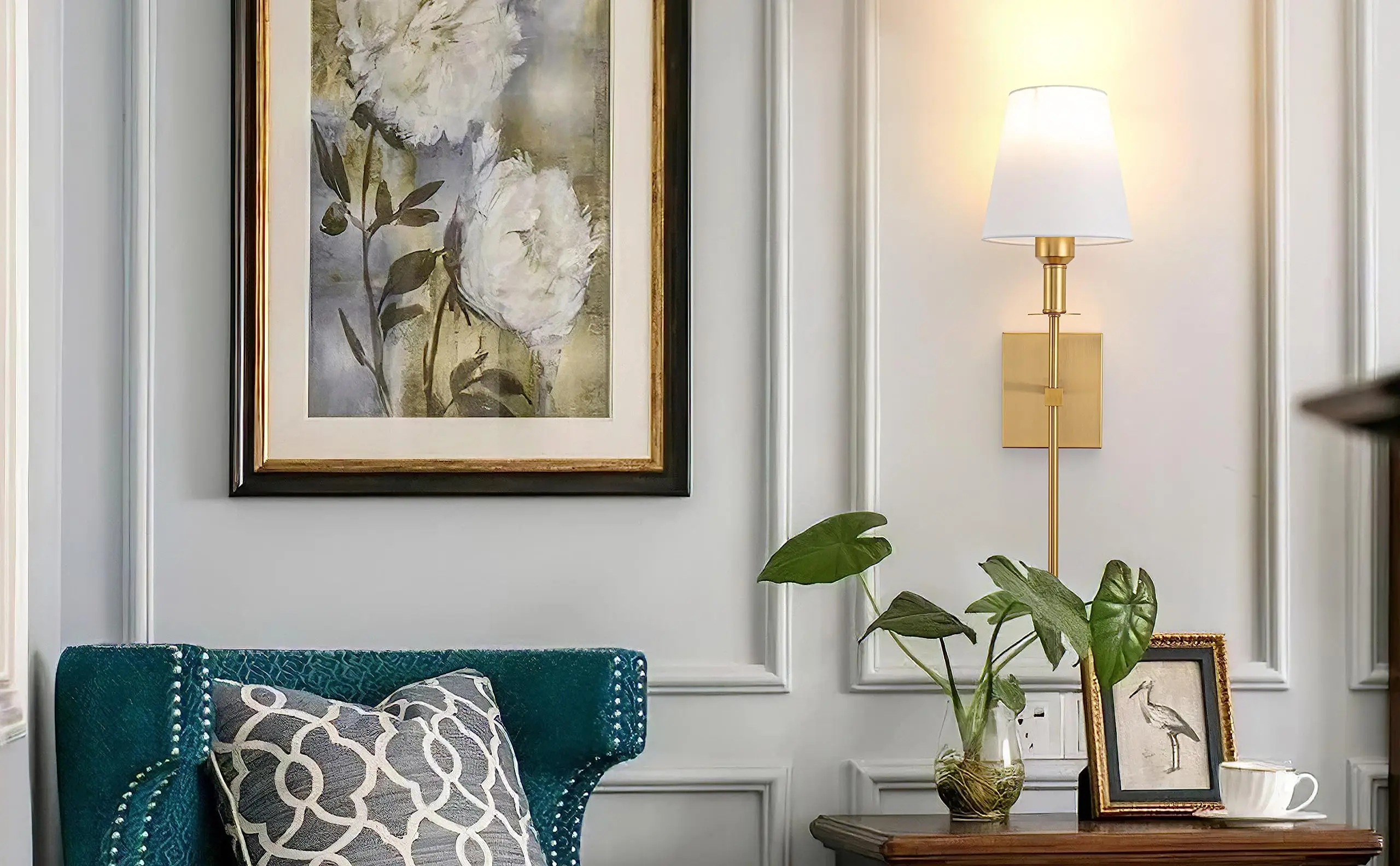 Wall Light Battery Operated Sconce Set Of 2 not Hardwired Fixture,Wall Sconce With Remote Dimmable Light Bulb